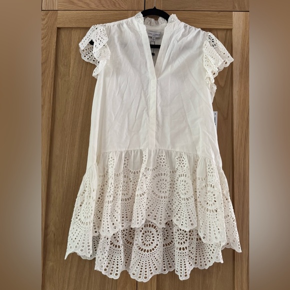 Bloomingdale's White Ruffled Blouse with Mandarin Collar - Picture 2 of 4